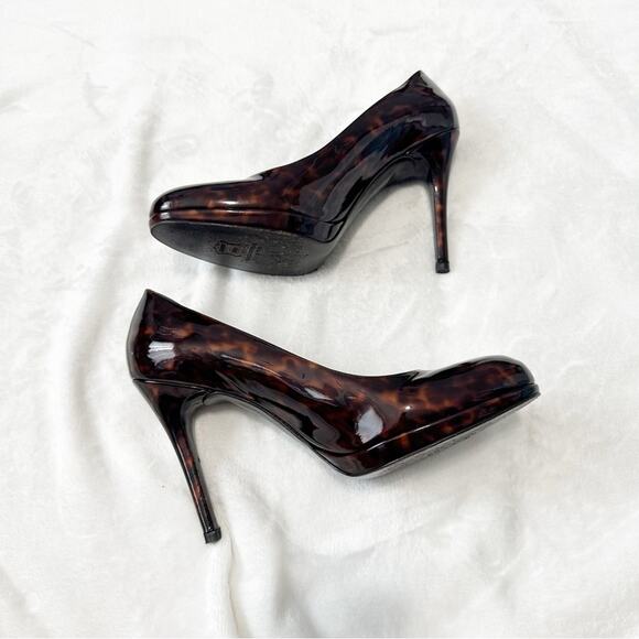 Stuart Weitzman brown Tortoise shell Heels leather pumps size 9.5 round toe - Picture 7 of 10
